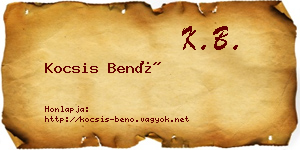 Kocsis Benő névjegykártya